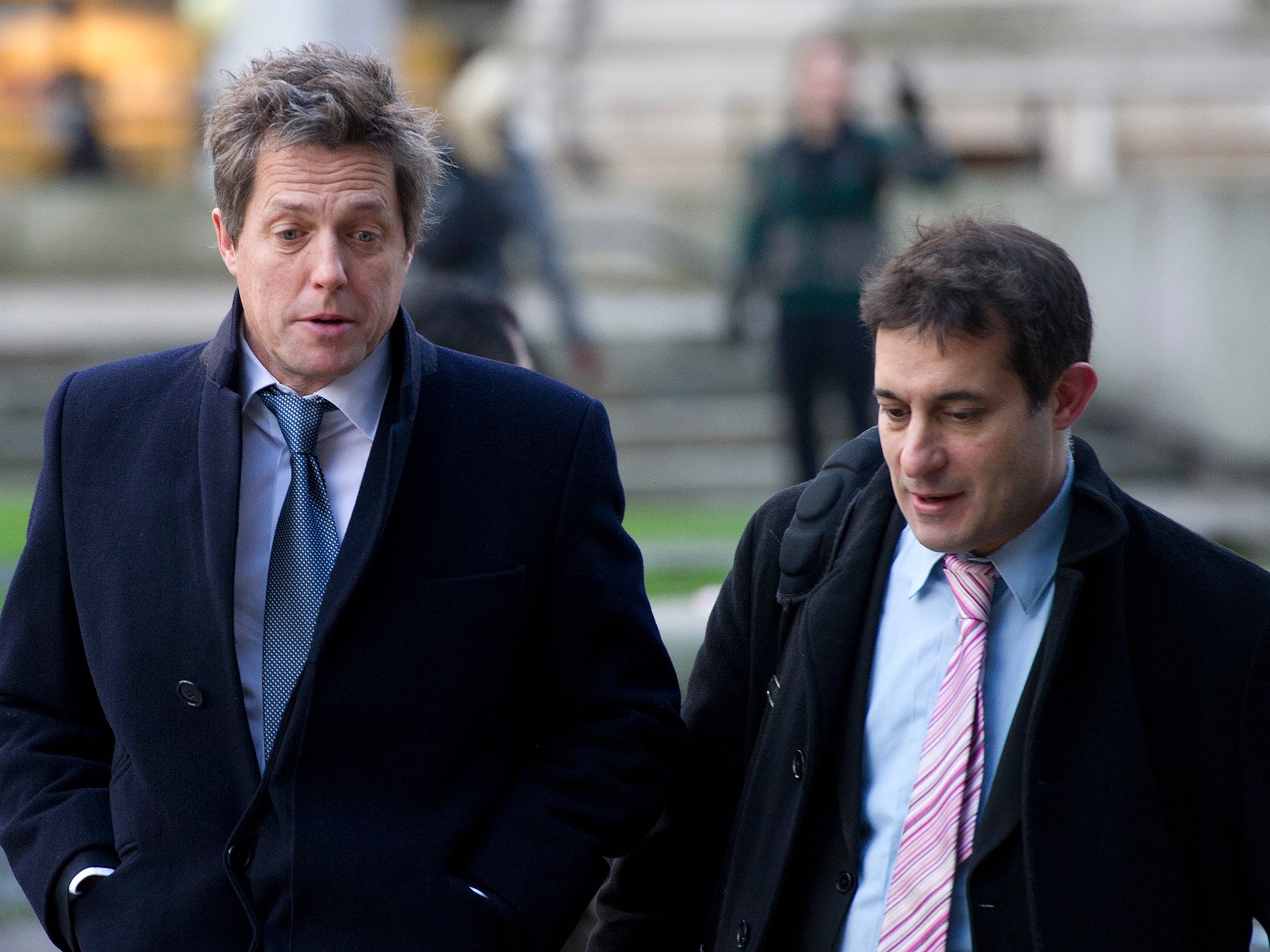 Hugh Grant with 'Hacked Off' spokesman Evan Harris. Grant came forward with a claim against Trinity Mirror earlier this week.