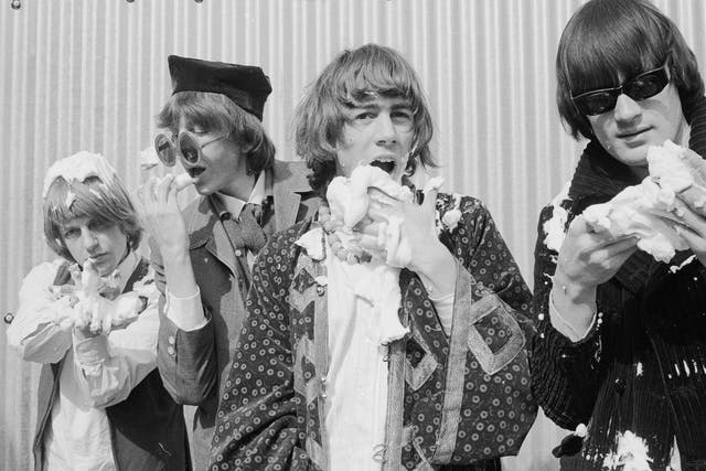 Soft Machine and cream cakes in 1967, from the left: Robert Wyatt, Allen, Kevin Ayers and Mike Ratledge 