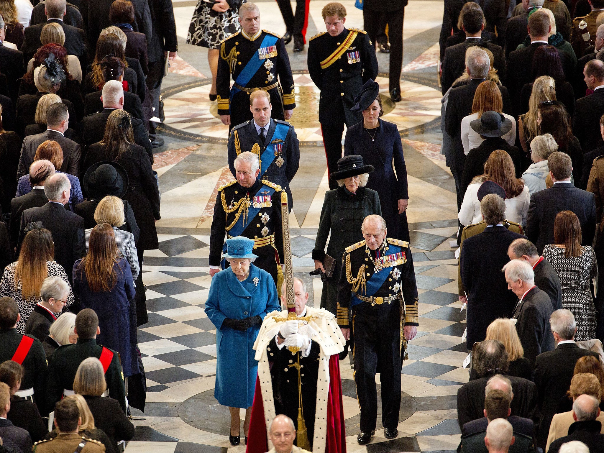 The Queen joined veterans and the families of the war dead for the service of commemoration
