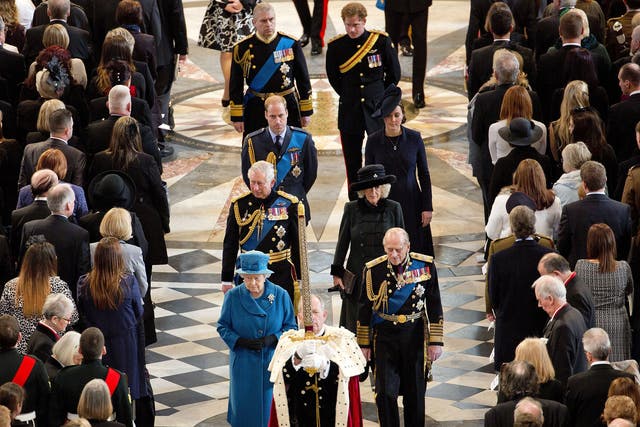 The Queen joined veterans and the families of the war dead for the service of commemoration