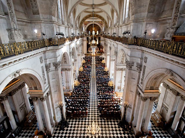 The inside of St Paul's Cathedral. It has been closed for the rest of the day