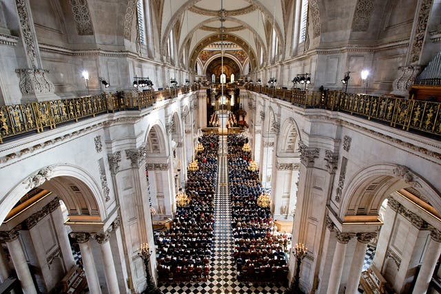 The inside of St Paul's Cathedral. It has been closed for the rest of the day