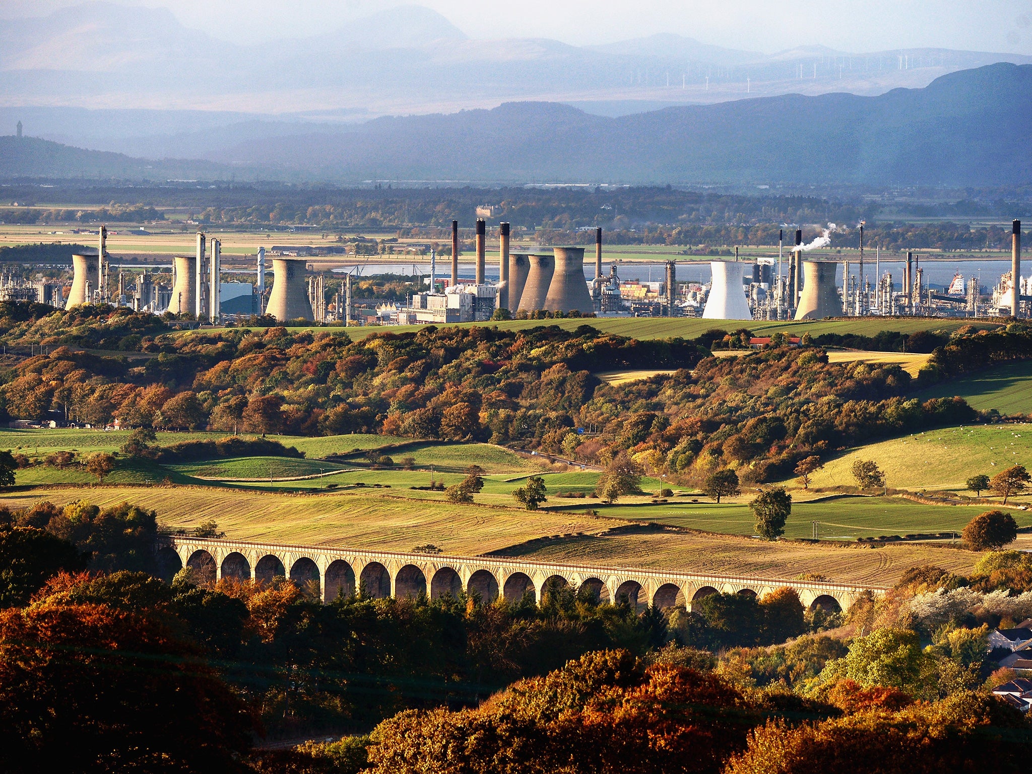 Fields of dreams: the Grangemouth refining and petrochemical complex in Scotland, which Ineos hopes to power one day through shale energy extracted from under the neighbouring land