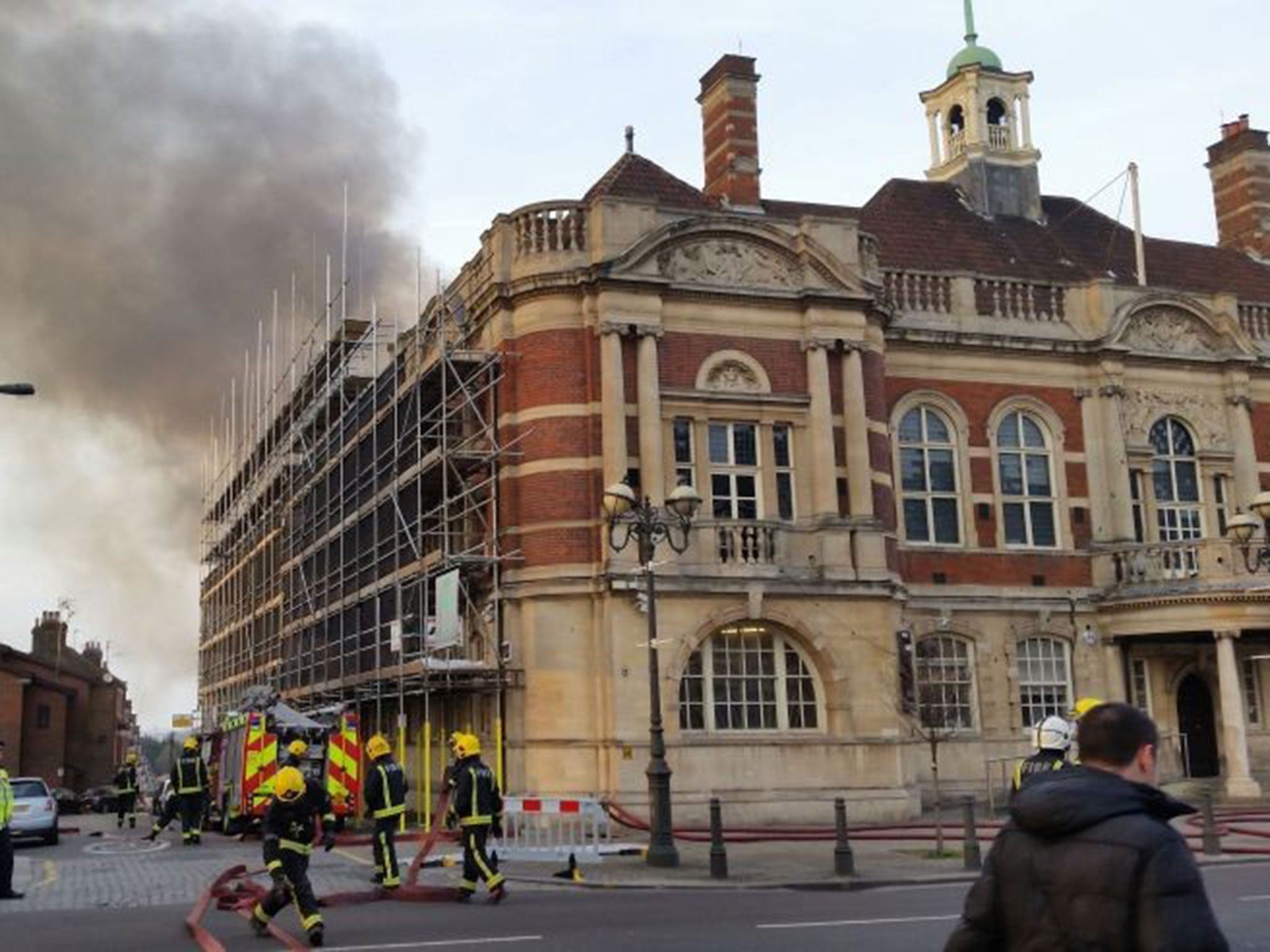 The scene of a fire at Battersea Arts Centre on Lavender Hill, London