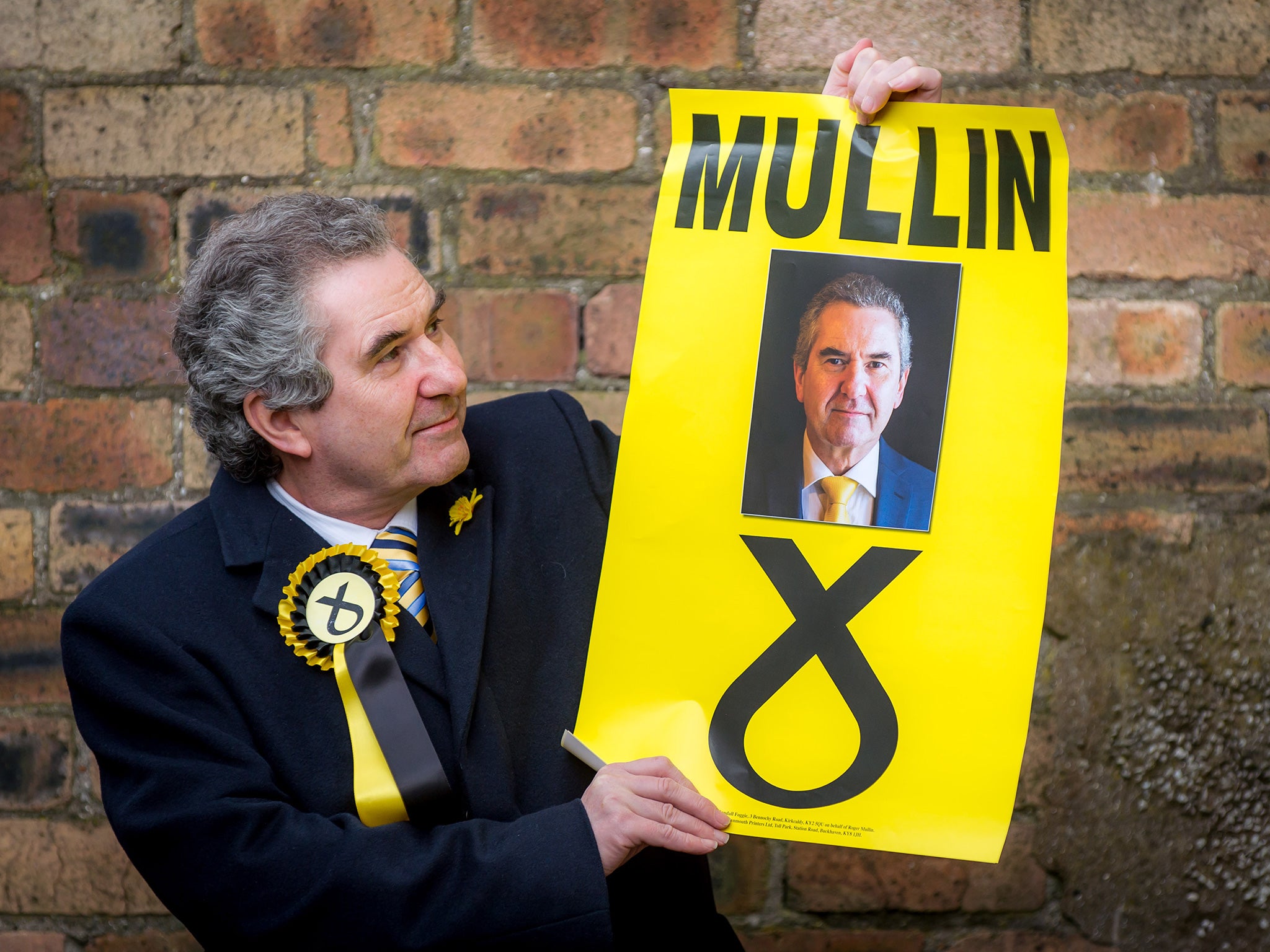 Roger Mullin alongside his election poster