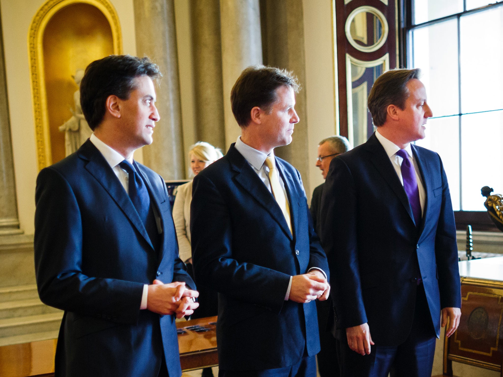 Ed Miliband, Nick Clegg, and David Cameron