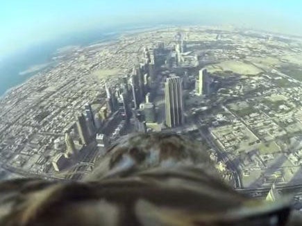 Darshan flew from the top of the Burj Khalifa, which stands at 829.8m high