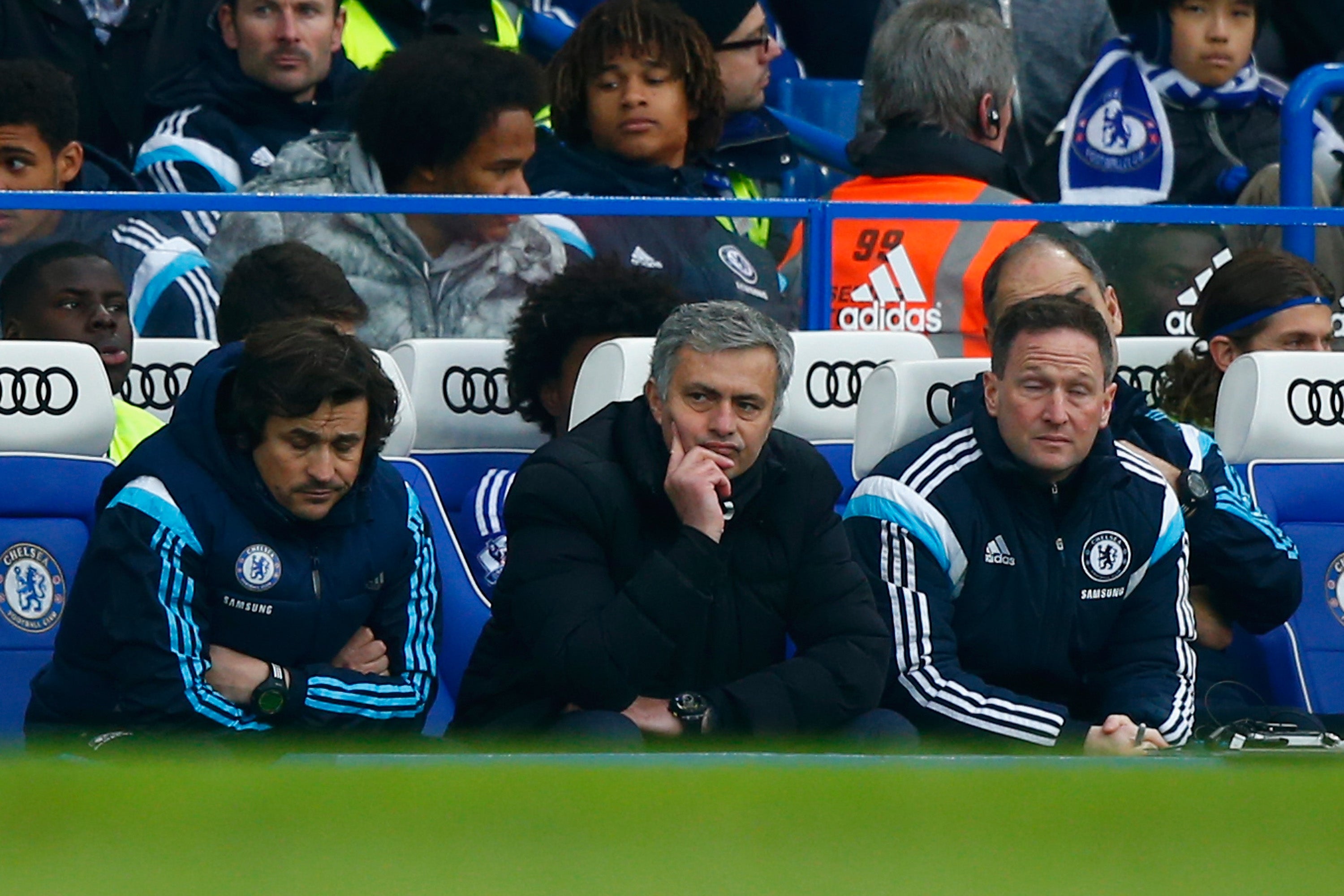 Jose Mourinho looks on from the touchline