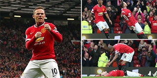 (Clockwise from main image): How Rooney celebrated the goal