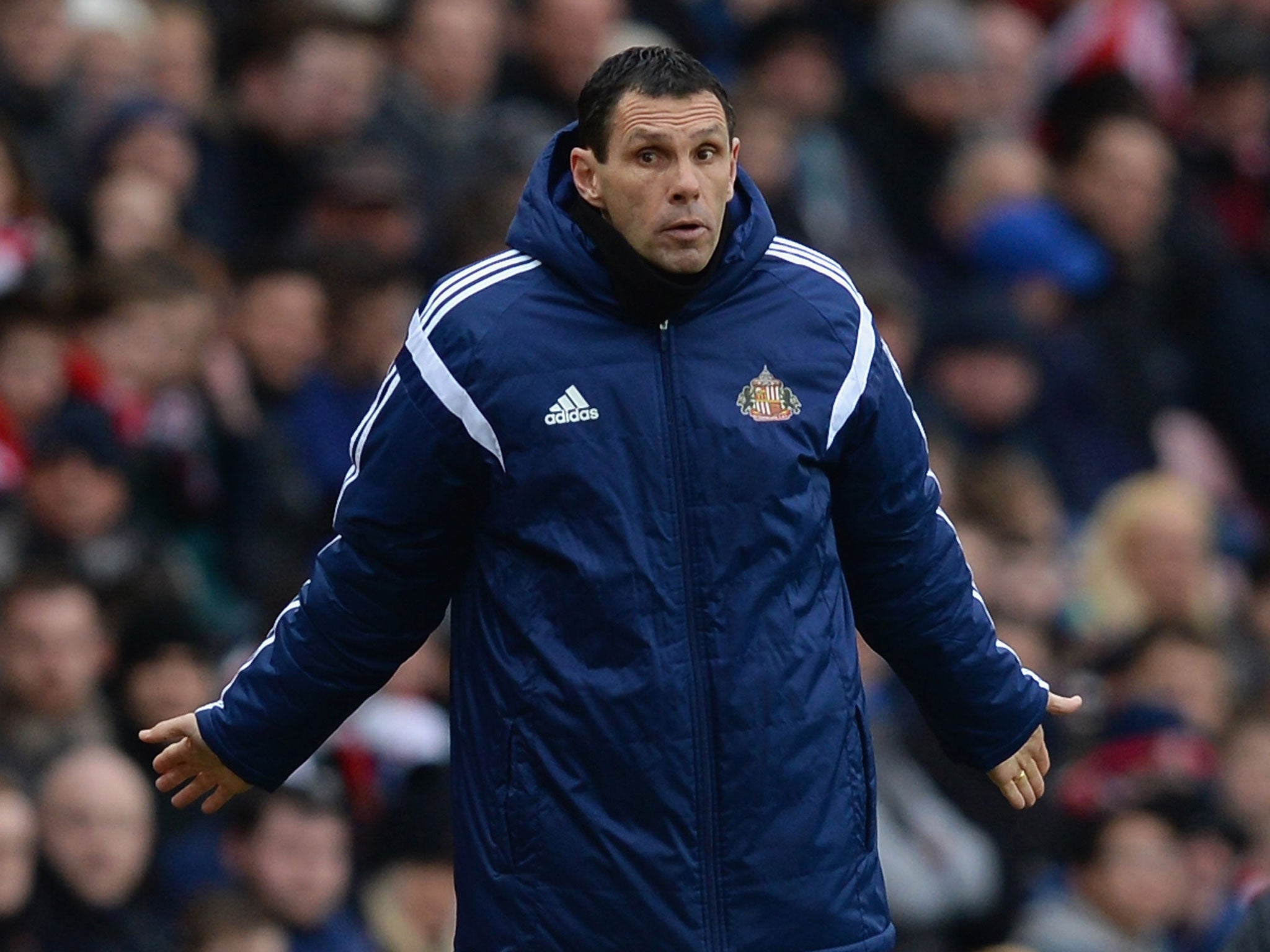 Gus Poyet reacts with dismay as his Sunderland side go down 4-0 at home to Aston Villa