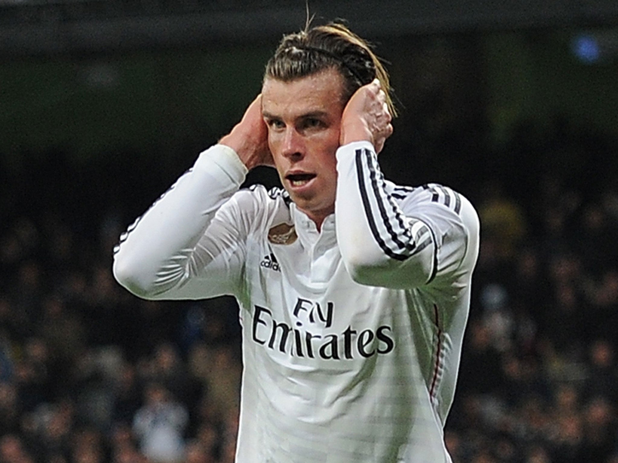 Gareth Bale celebrates his first goal against Levante
