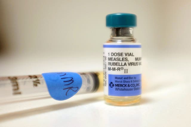 A bottle of measles vaccination 