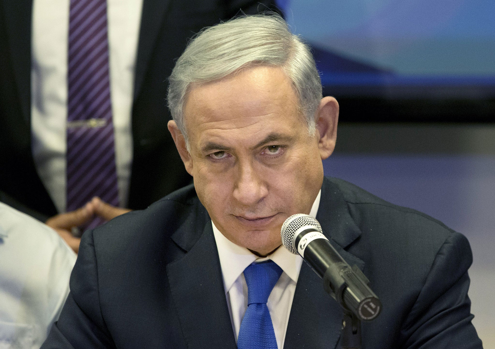 Israeli Prime Minister Benjamin Netanyahu attends a Likud party meeting in Or Yehuda near Tel Aviv, Israel, Monday, March 16, 2015