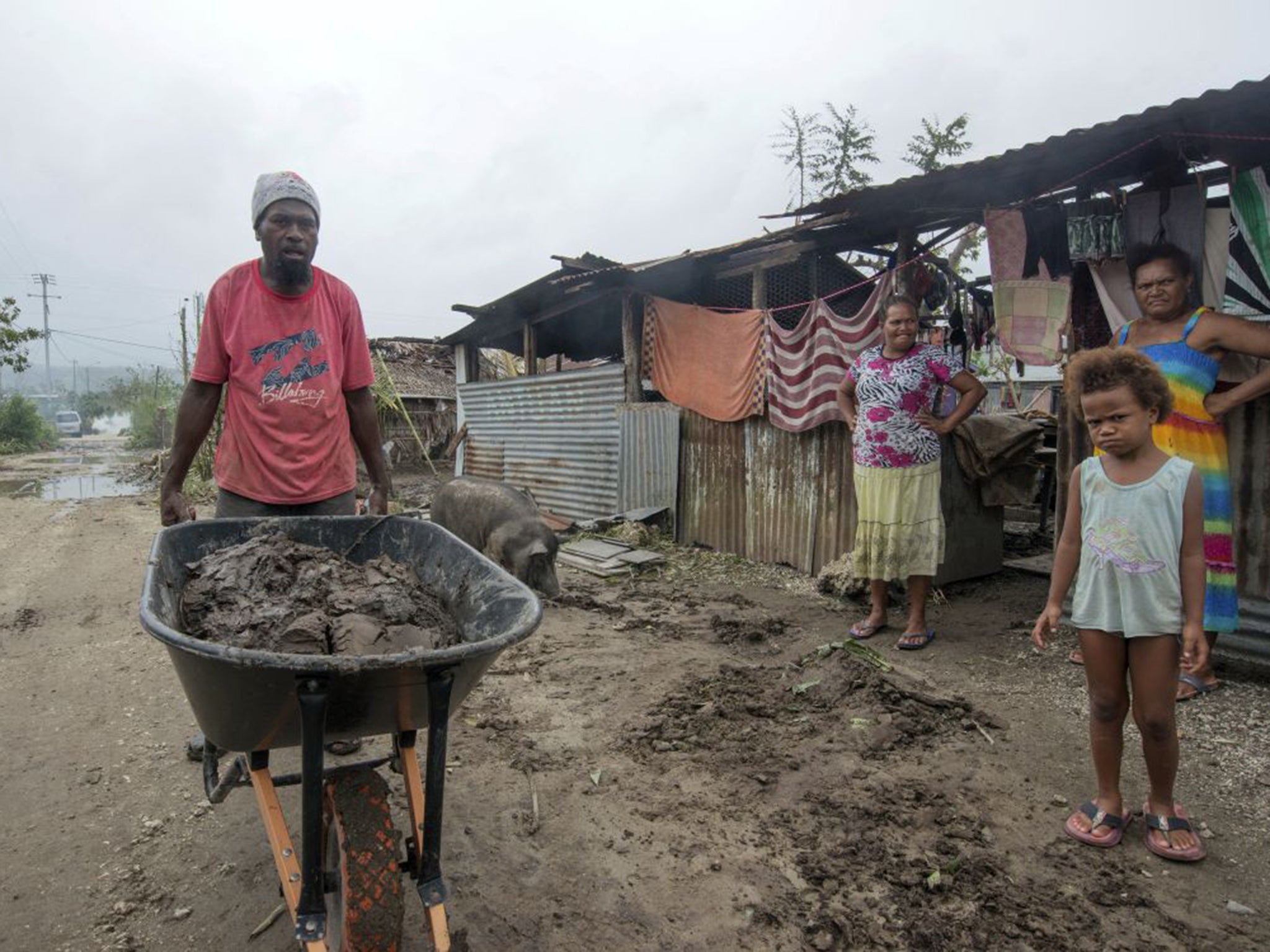 Residents are working to recover from Cyclone Pam on the outskirts of the capital Port Vila