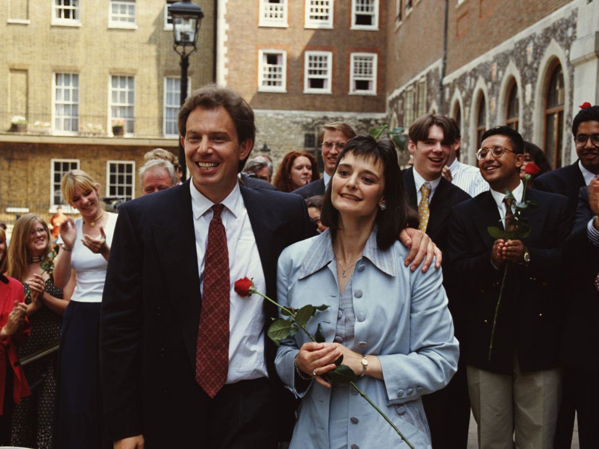 Tony and Cherie Blair on the day he was elected