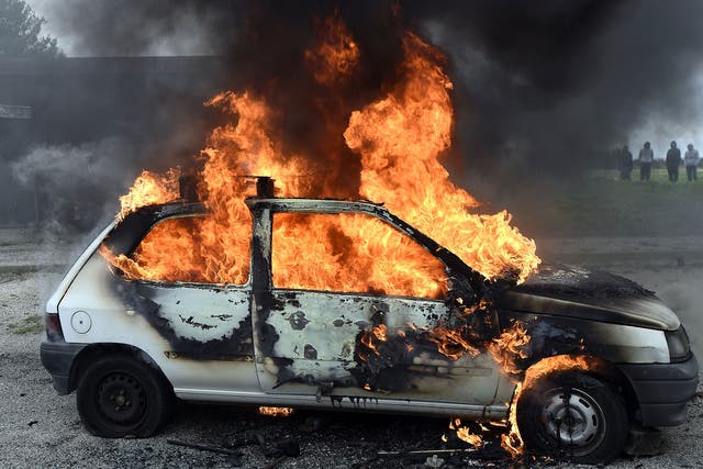 A generic picture of a car on fire