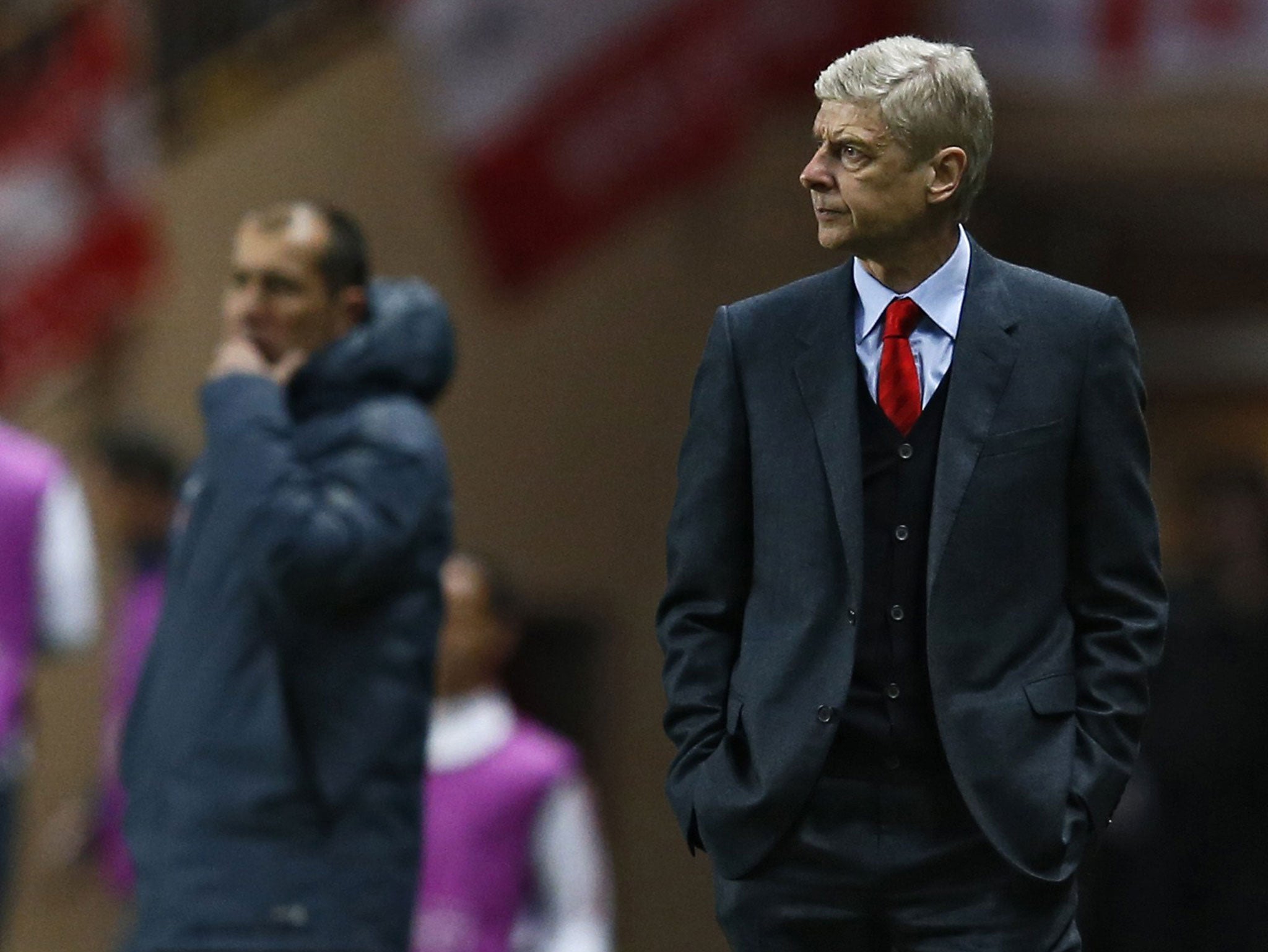 Arsene Wenger on the touchline at the Stade Louis II