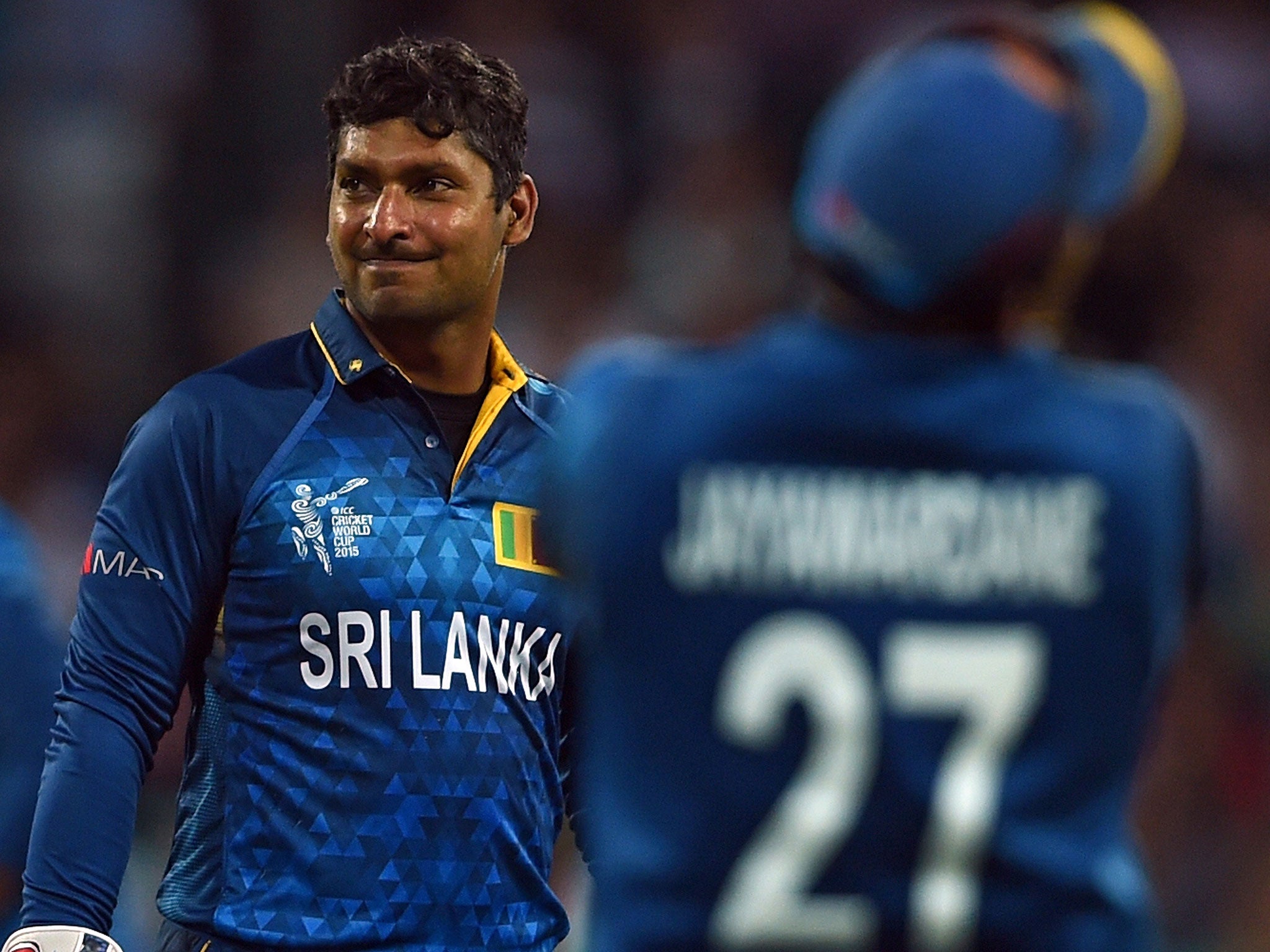 Kumar Sangakkara reacts to the defeat to South Africa