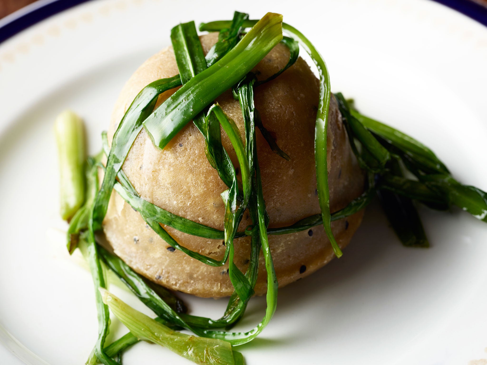 Steamed Allium pudding is a good vegetarian version of the classic steak and kidney pudding