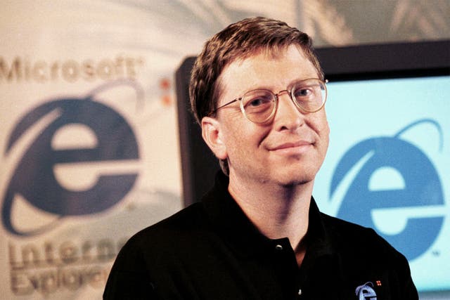 Bill Gates at the launch of an early Internet Explorer update