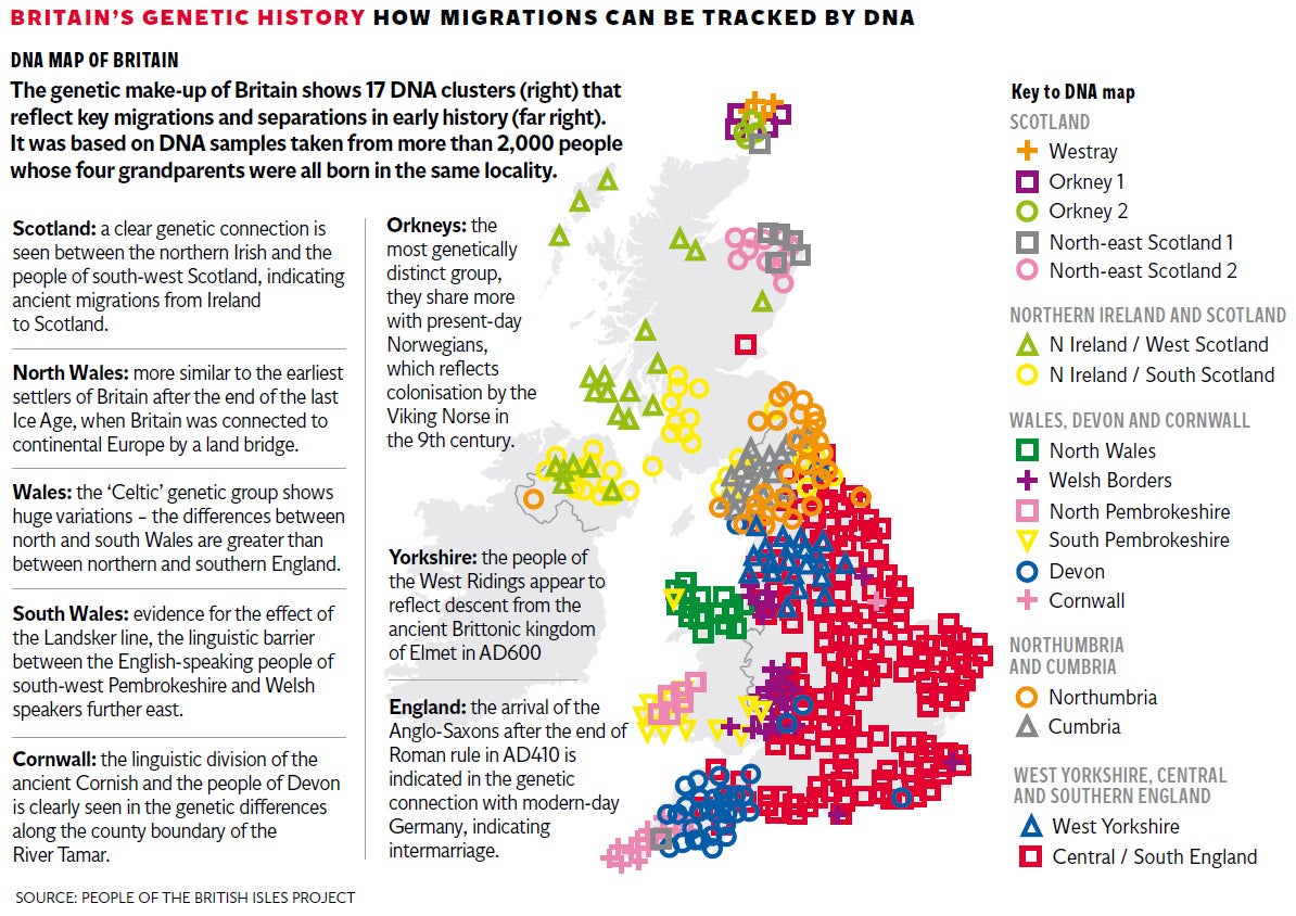 New genetic map of Britain shows successive waves of immigration going back  10,000 years | The Independent | The Independent