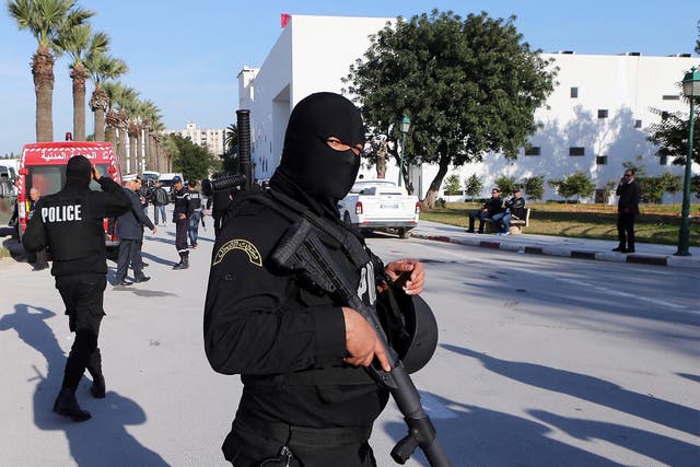 Tunisian security services near the scene of the attack  at the National Bardo Museum in Tunis