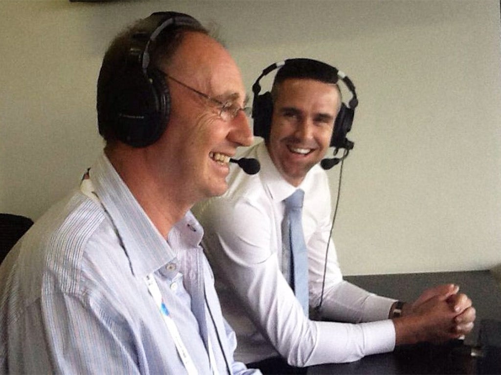 Kevin Pietersen joined Jonathan Agnew in the commentary box at the SCG
