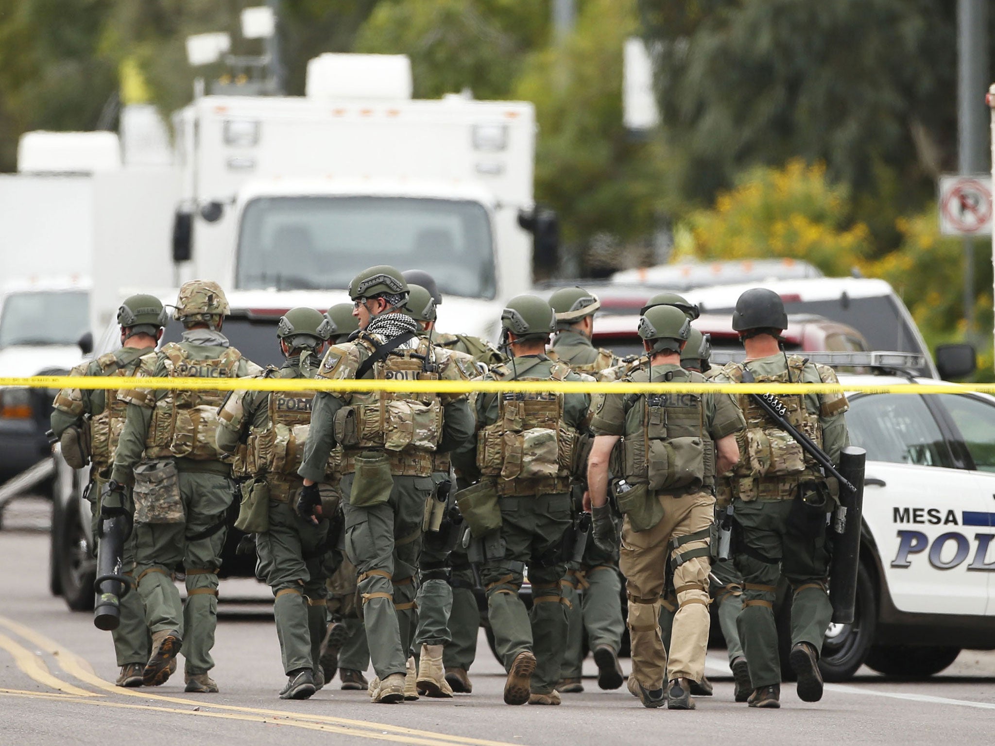 Swat teams were despatched to hunt down the gunman after the shooting in Mesa, Arizona
