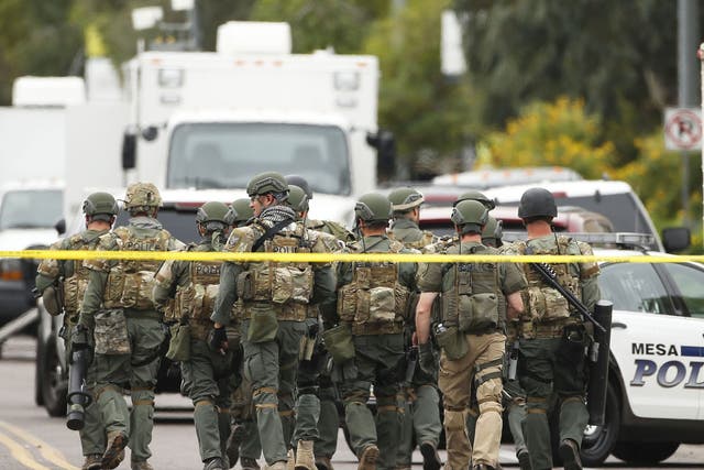 Swat teams were despatched to hunt down the gunman after the shooting in Mesa, Arizona