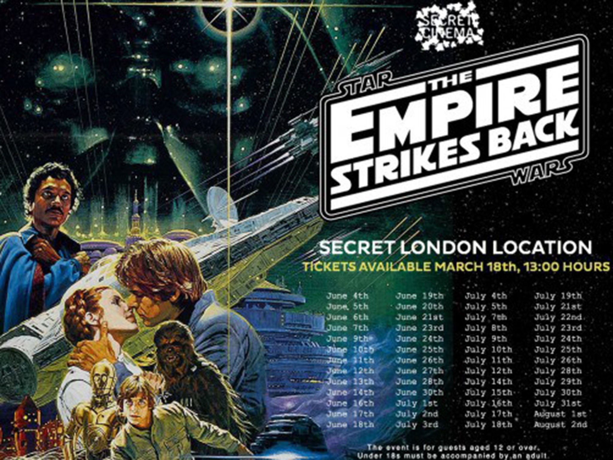 Secret Cinema will screen Star Wars: The Empire Strikes Back this summer