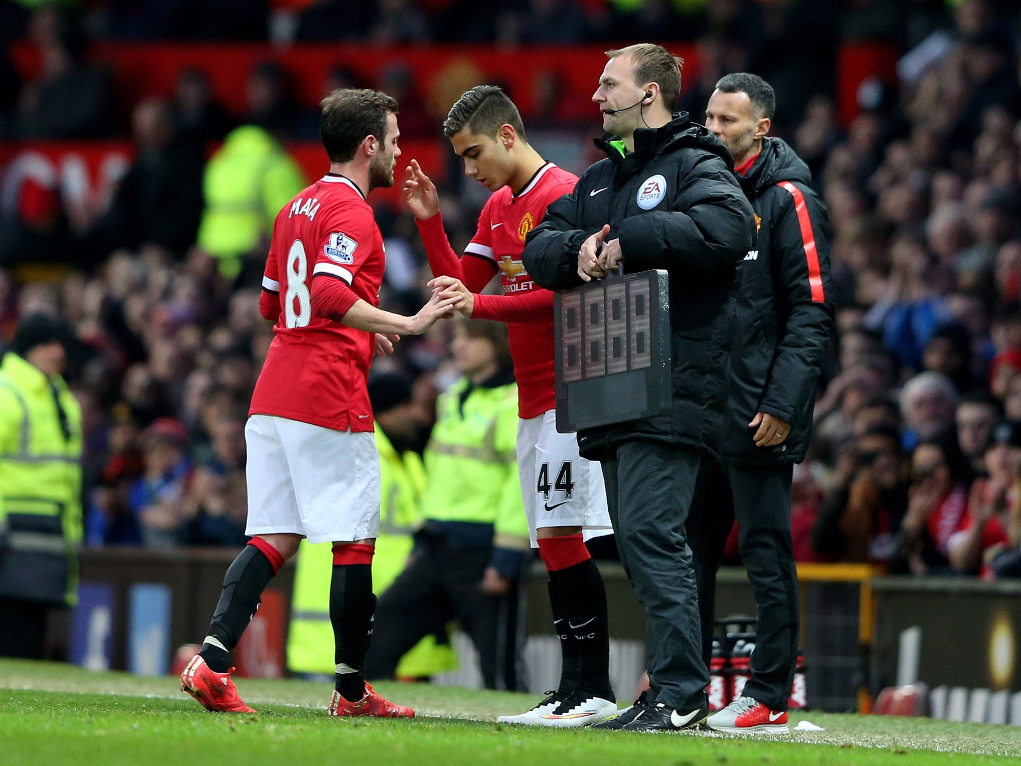 Pereira replaced Juan Mata during the 3-0 win over Tottenham on Sunday