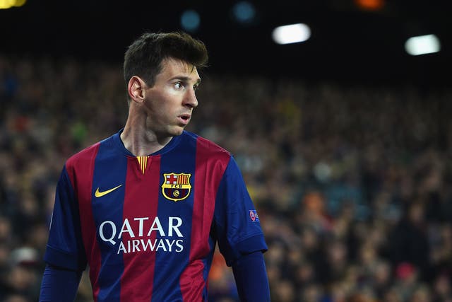 Lionel Messi pictured in the win over Manchester City
