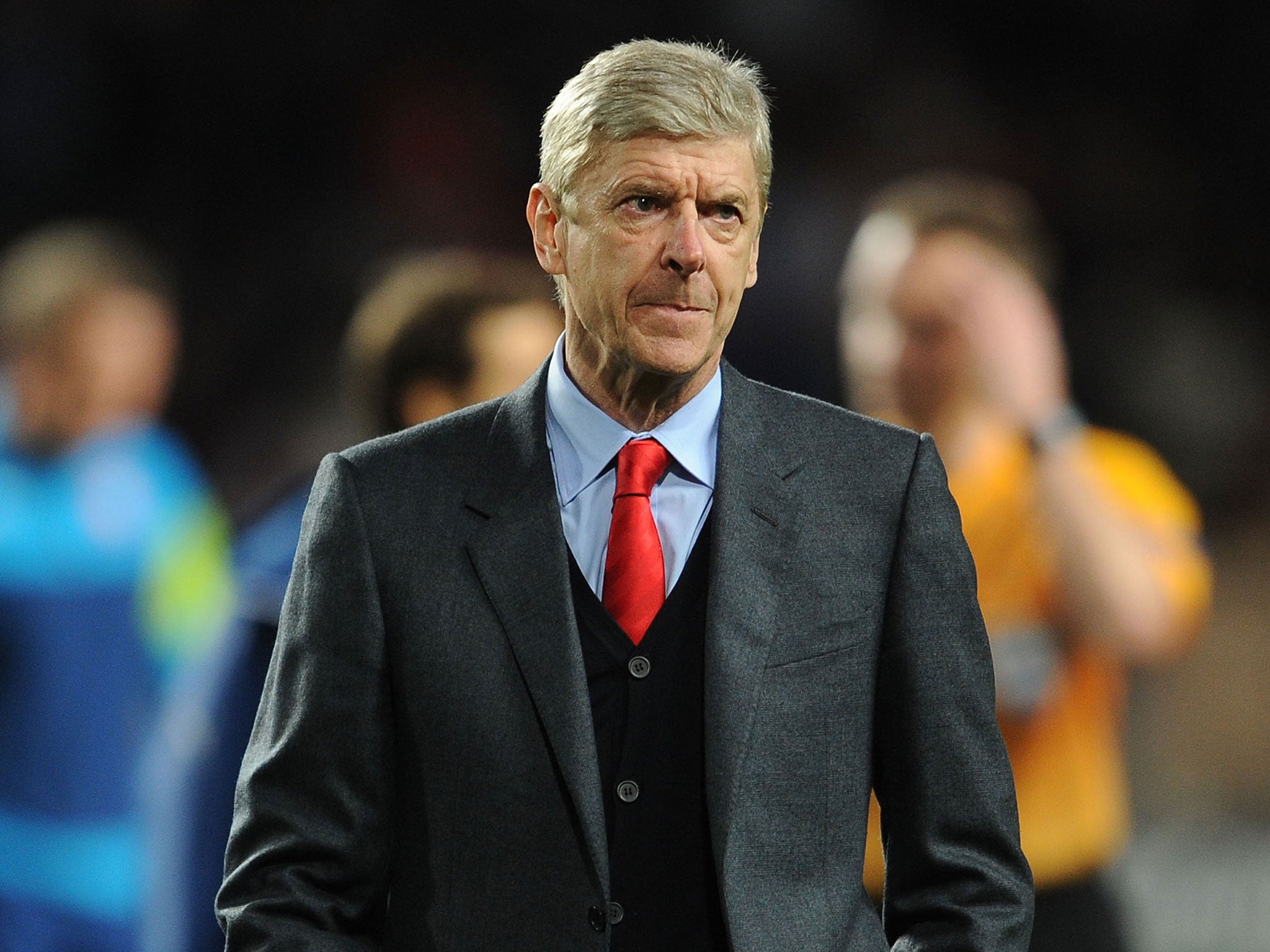 Arsene Wenger leaves the field at Stade Louis II arena on Wednesday