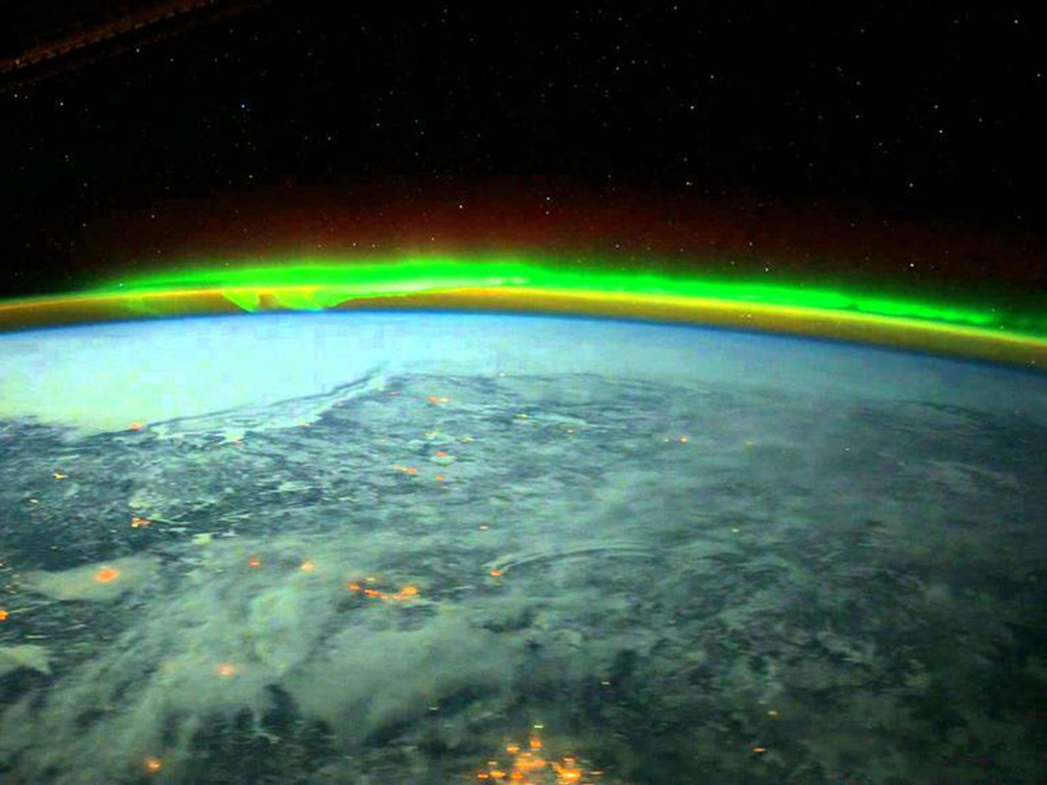 real aurora borealis from space