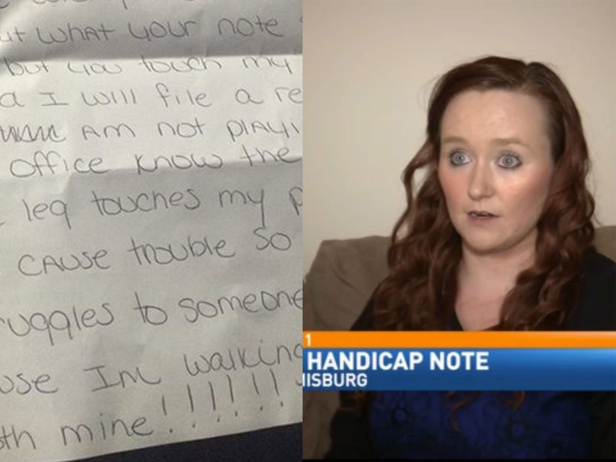 Ashley Brady was shocked to receive the offensive letter that called her a 'cry baby one leg'