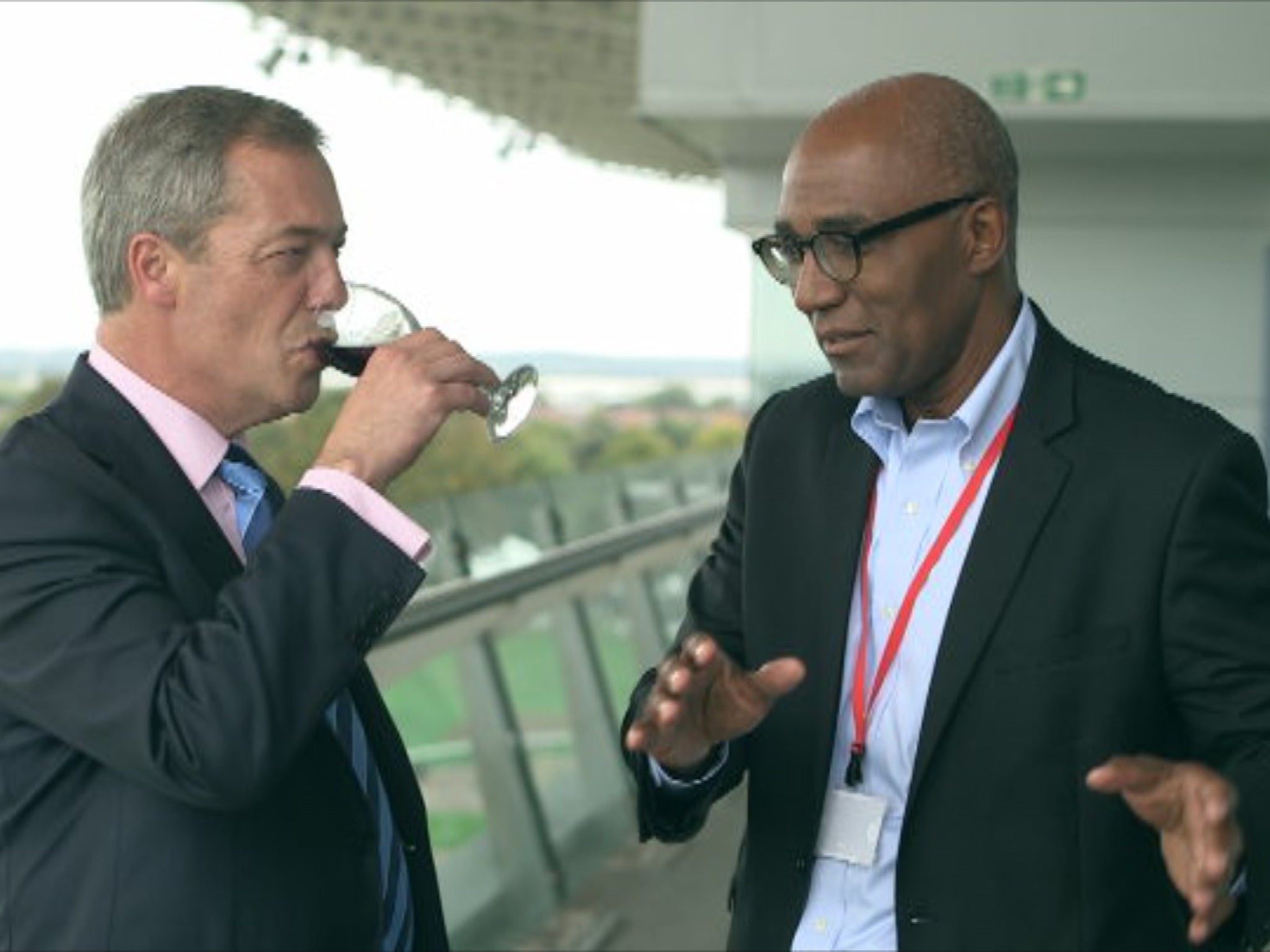 Glass struggle: Trevor Phillips talks to Nigel Farage in his Channel 4 documentary, ‘Things We Won’t Say About Race That Are True’