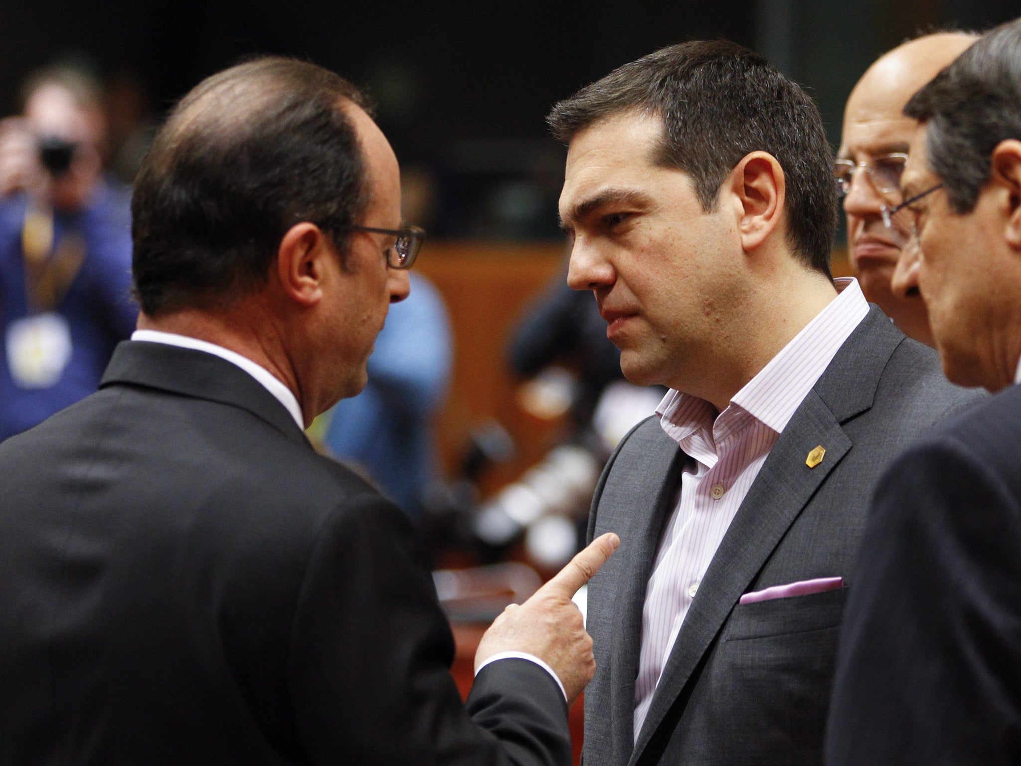 Alexis Tsipras (right) received a dressing-down from leaders