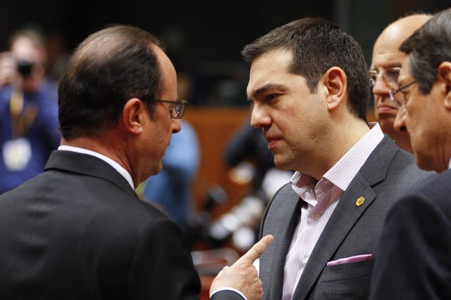 Alexis Tsipras (right) received a dressing-down from leaders 