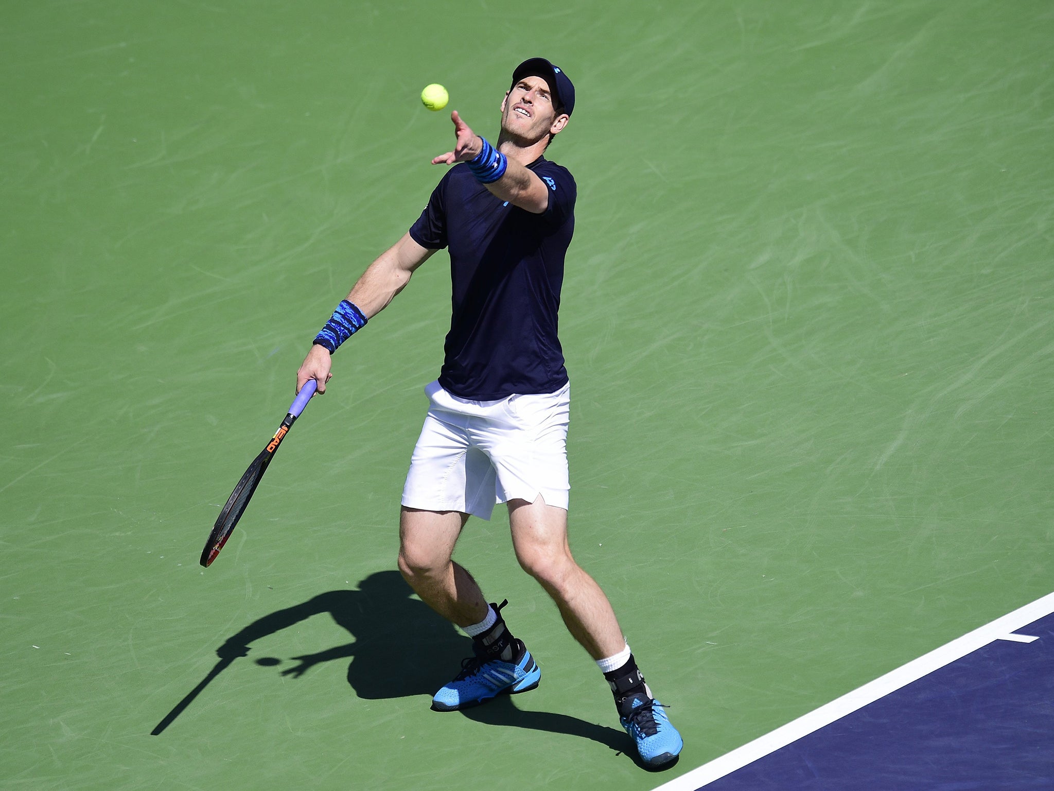 Andy Murray of Great Britain in action against Feliciano Lopez of Spain