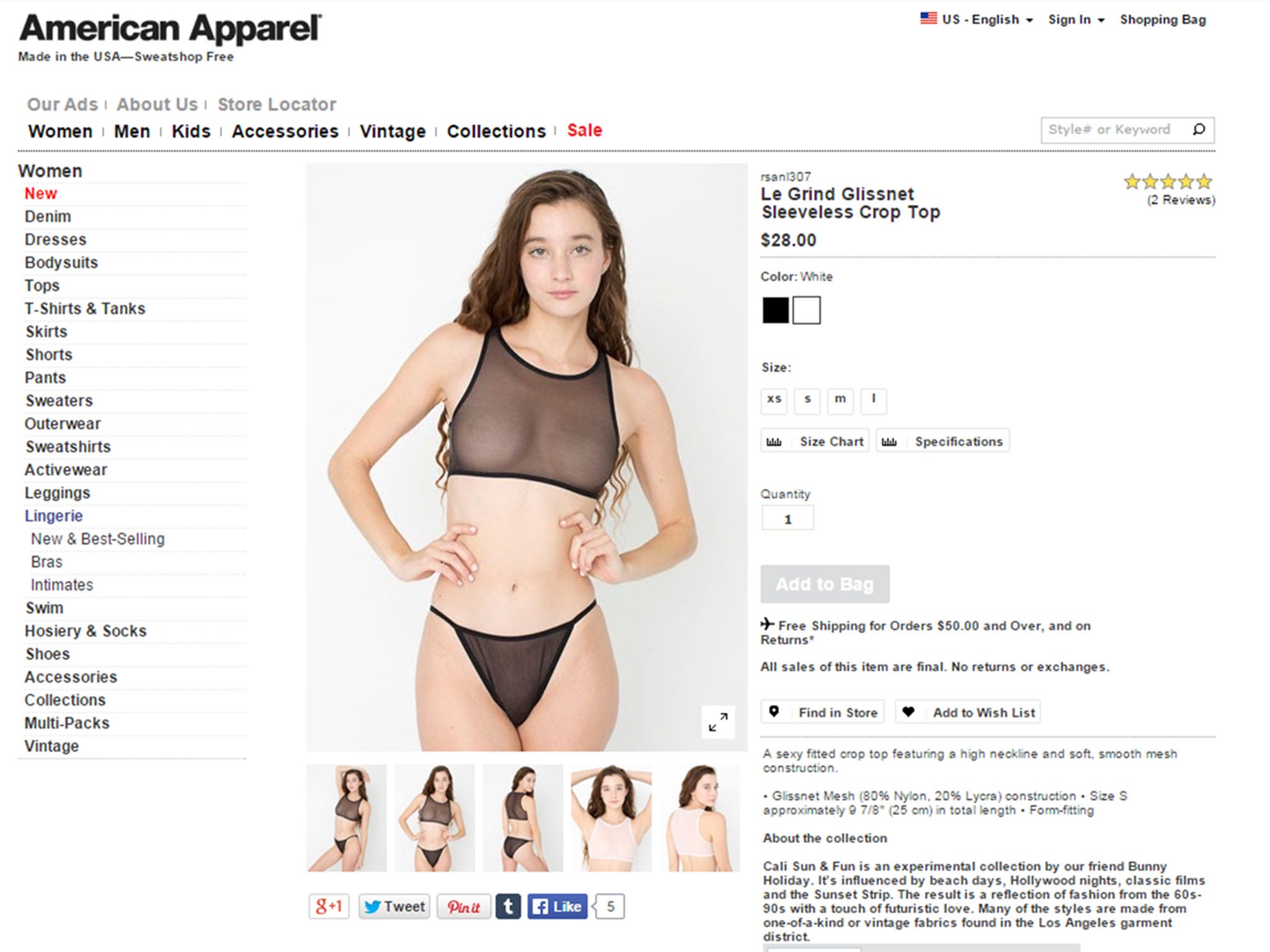 American Apparel 'Thong Bodysuit' Advert Banned For Showing Young