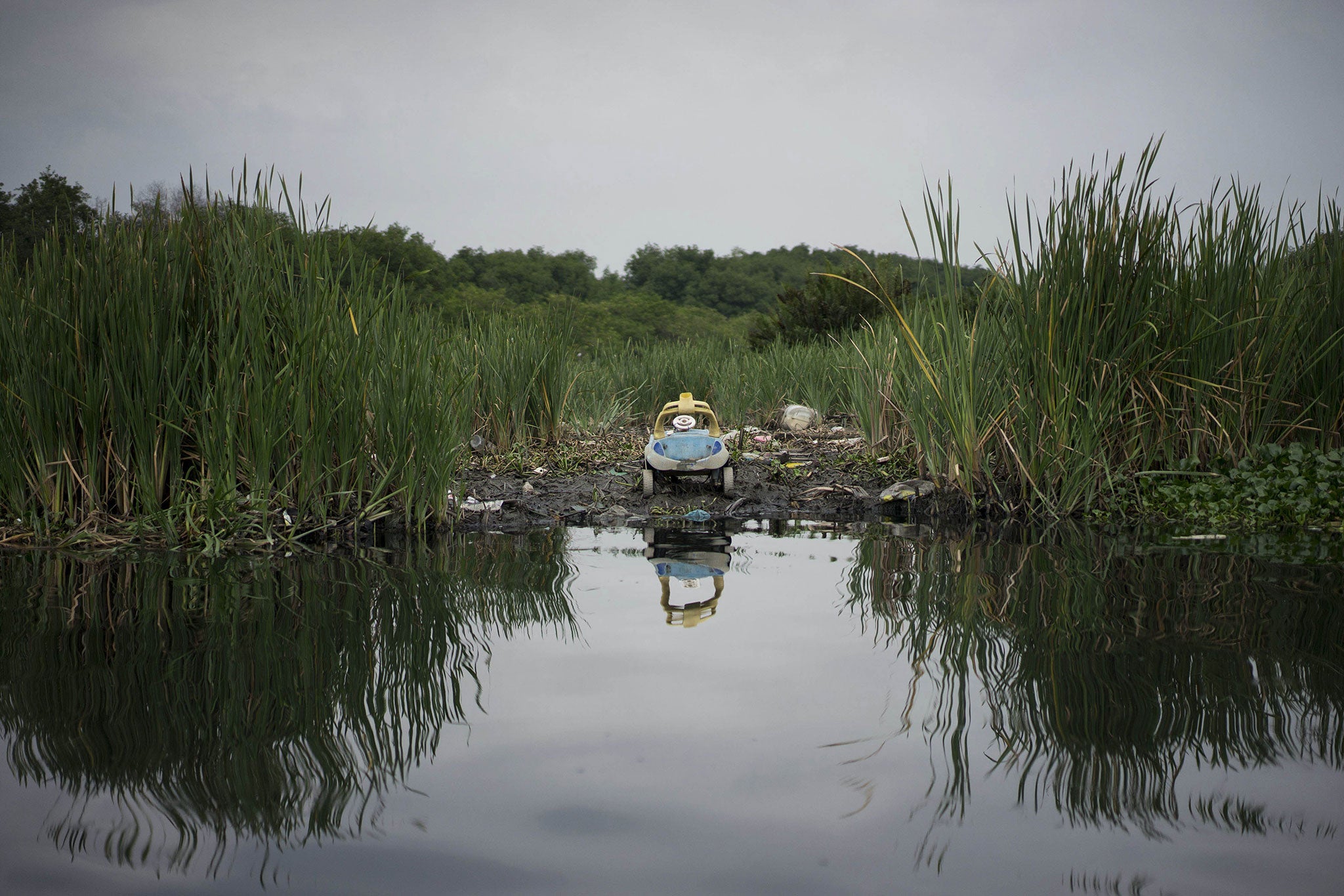 The polluted Jacarepagua Lagoon near to Rio's Olympic Park