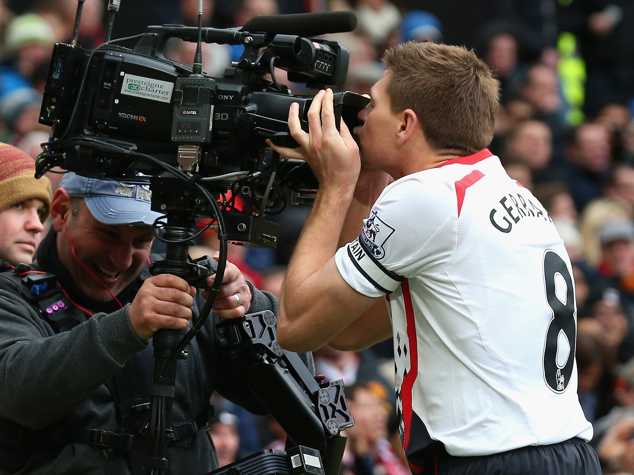 Gerrard repeated his famous 2009 celebration last season, when he scored two penalties in a 3-0 win at Old Trafford