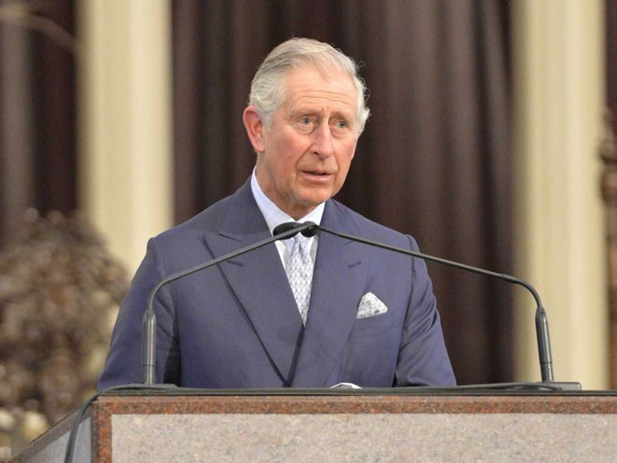 Prince Charles delivers his speech at Cathedral of the Assumption in Louisville, Kentucky
