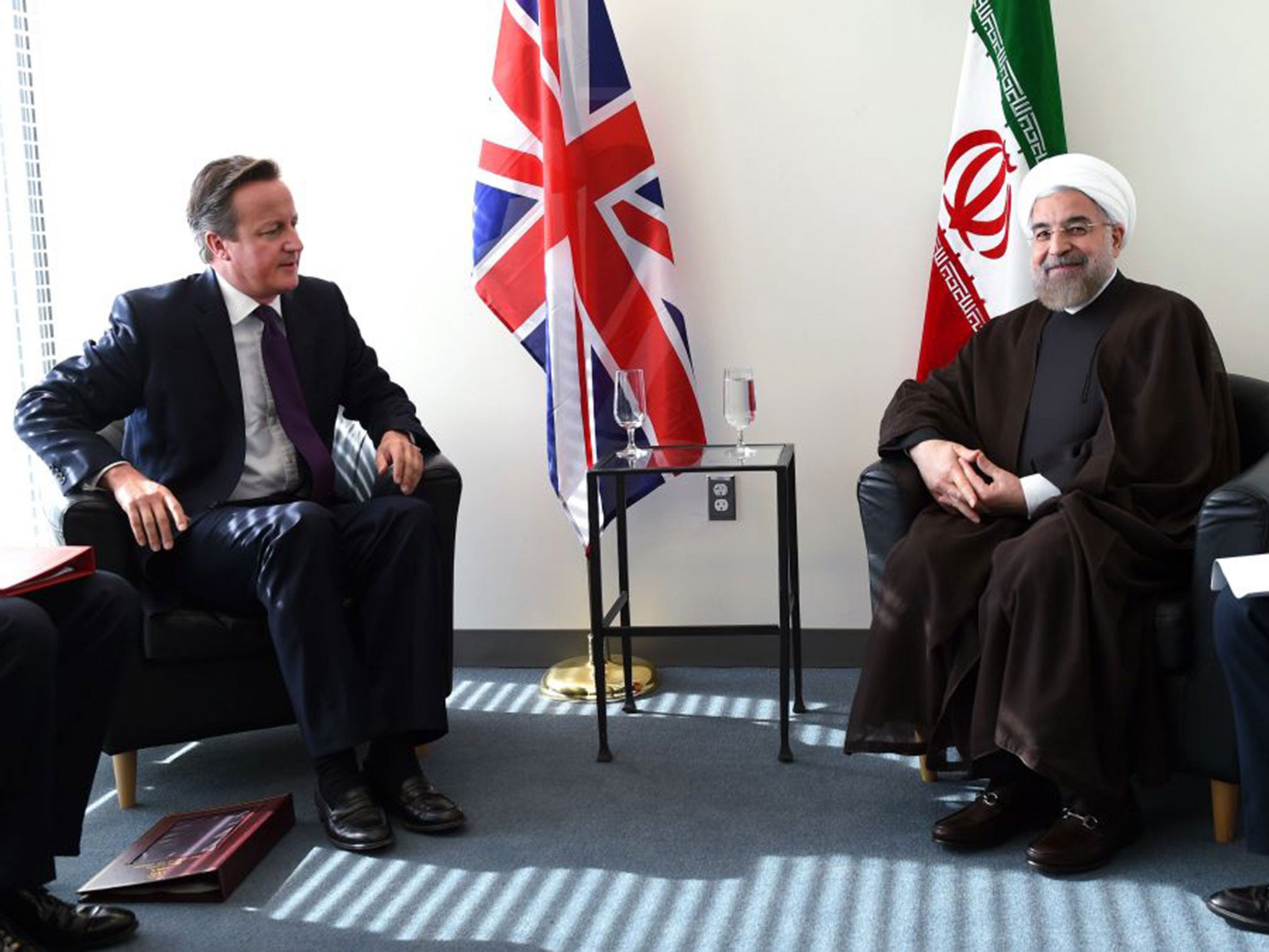 David Cameron with Iran’s President, Hassan Rouhani, at the UN General Assembly in New York last year