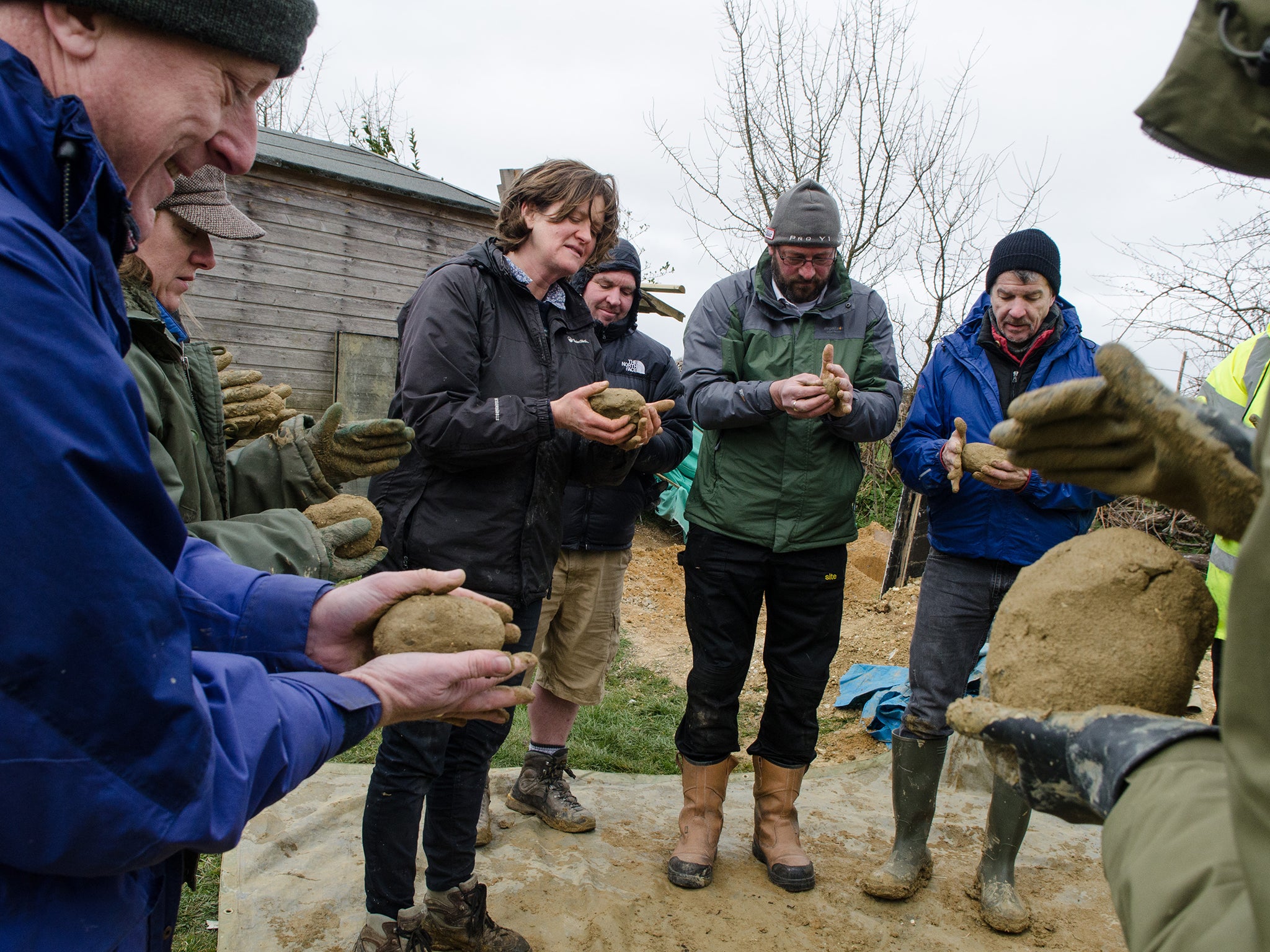 Cob is a mixture of clay soil, sand and straw; there are hundreds of cob houses in the UK