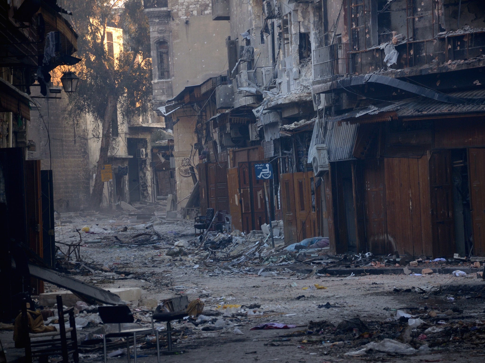 Aleppo in January 2013 after Assad forces recaptured the area from opposition rebels