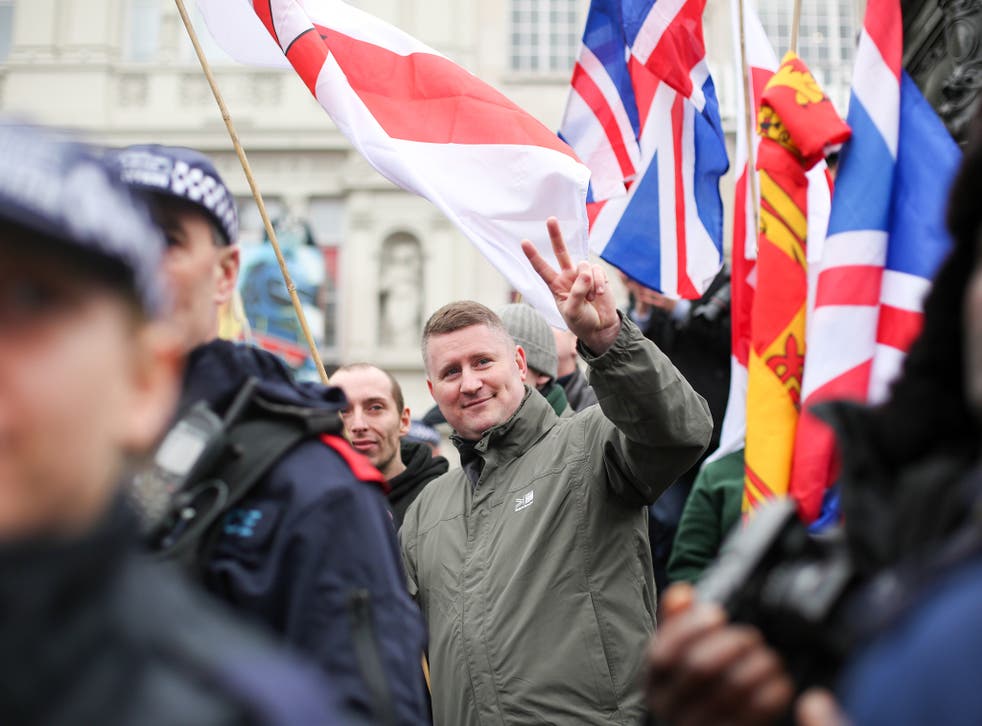 Britain First leader, Paul Golding, at a rally in London