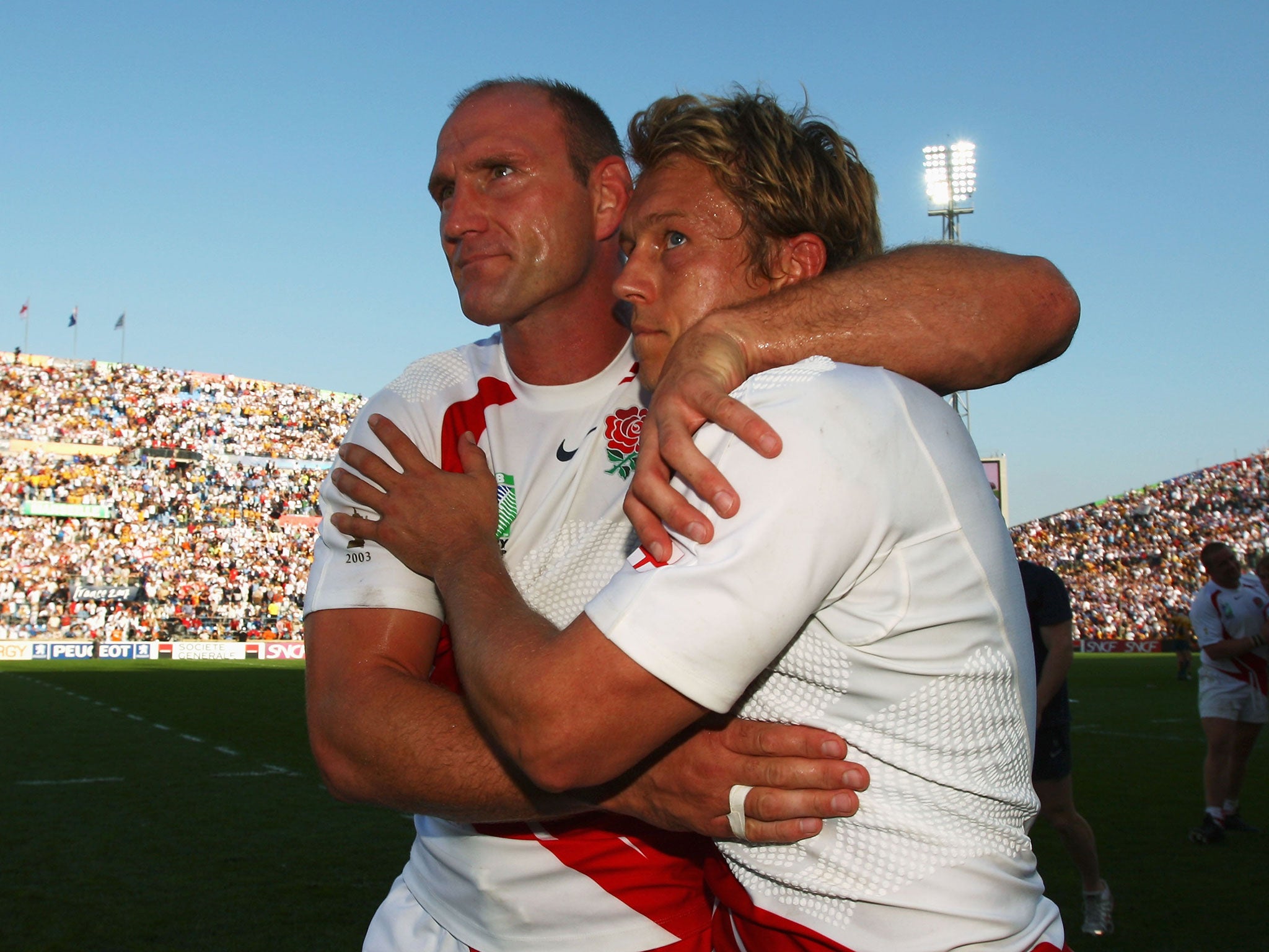 Lawrence Dallaglio and Jonny Wilkinson during the 2007 Rugby World Cup