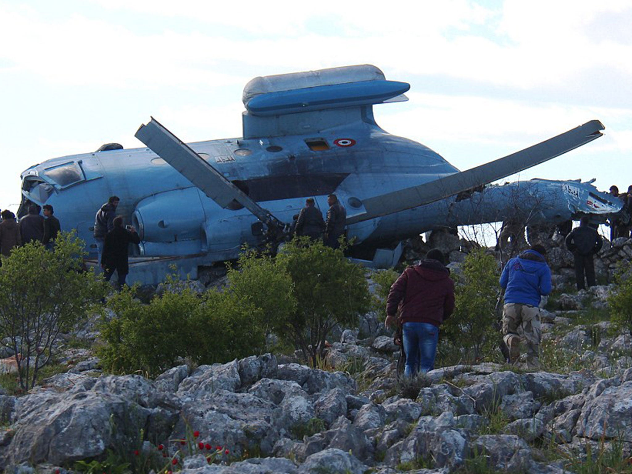 Rebels and locals flocked to see the wreckage of the downed plane (AFP/Getty)