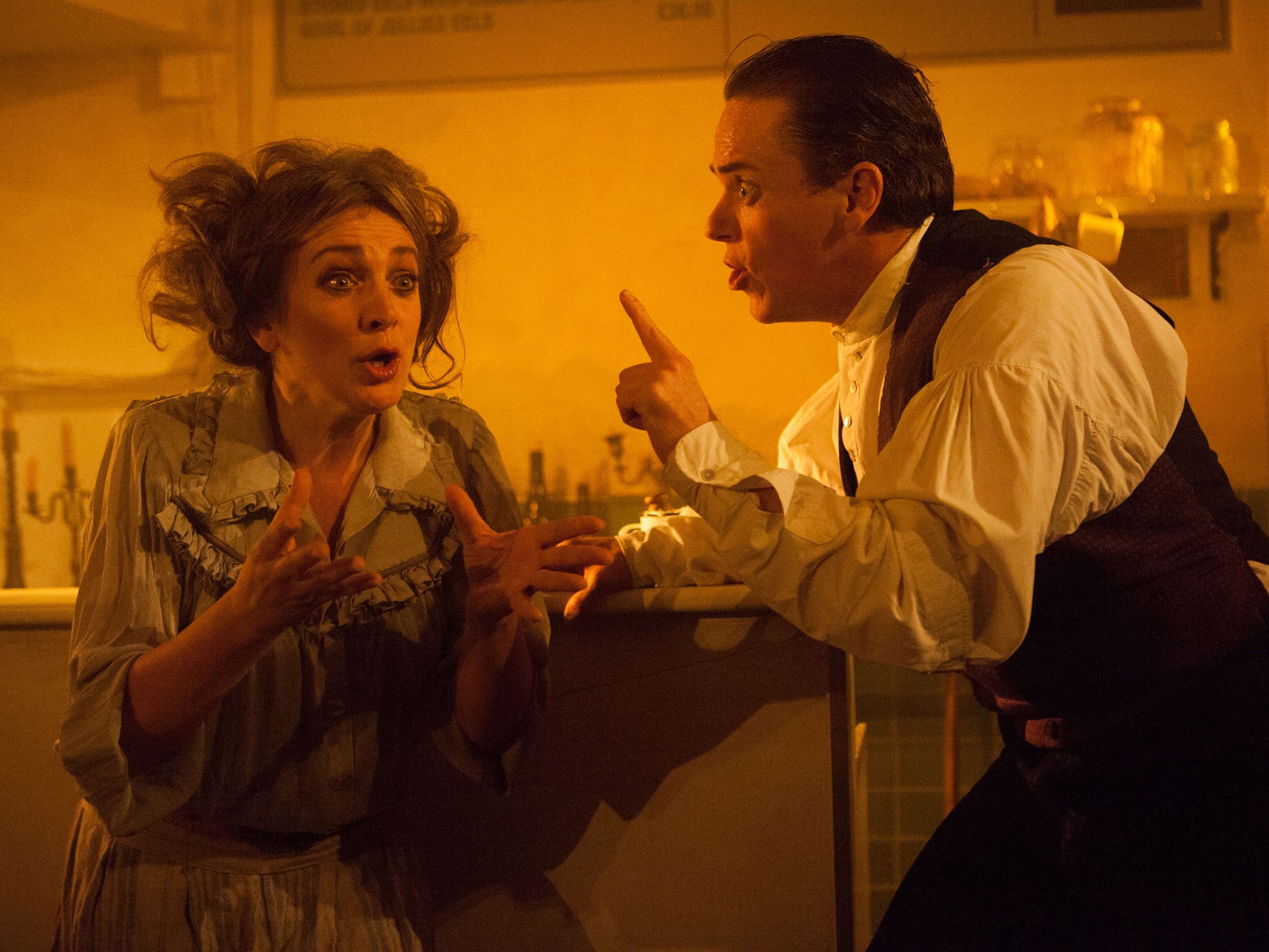 Siobhan McCarthy as Mrs Lovett and Jeremy Secomb as Sweeney Todd